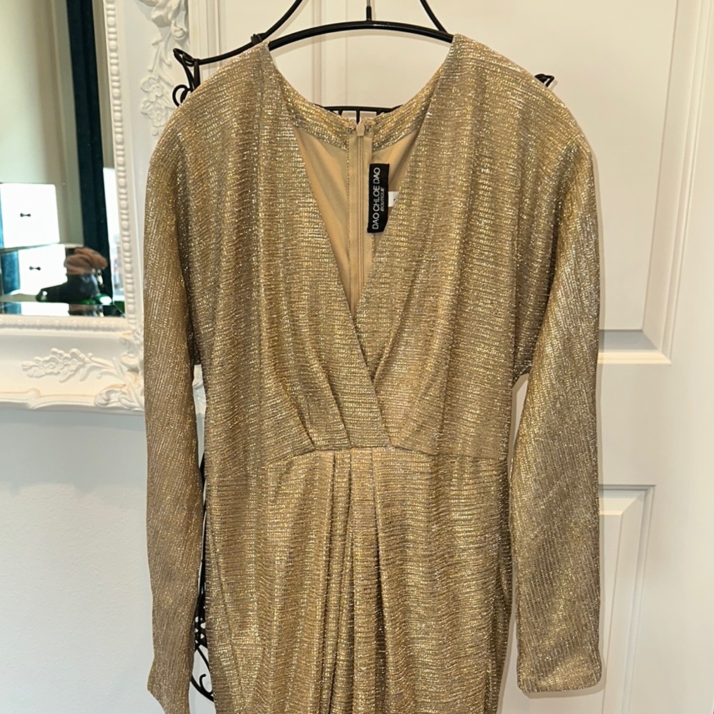 Endless Rose Green Long Sleeve Plunge Gown